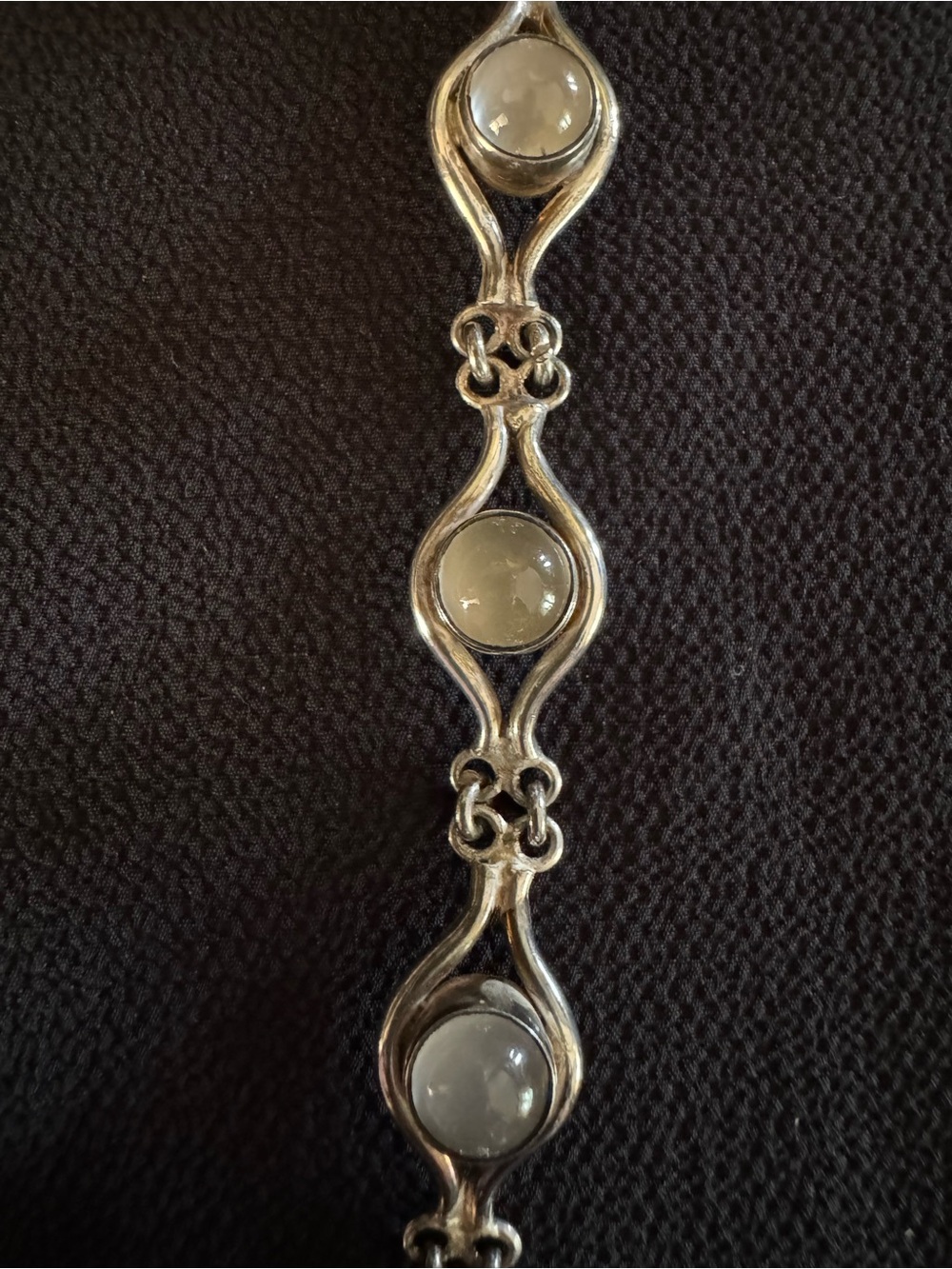 Vintage Sterling Silver Cat’s Eye Cabochon Bracelet - 7.25” - 15.7g